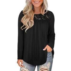 Womens Long Sleeve Lace Pleated Shirt, NWT 4XL
